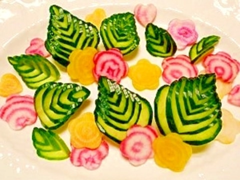 キュウリの飾り切り☆葉っぱ